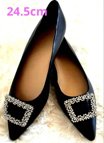 새상품 EVOL metoka 비쥬 장식 블랙 스틸레토 펌프스