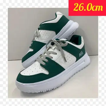 26.0cm 새상품 남성용 통굽 인조 가죽 신발 화이트 그린