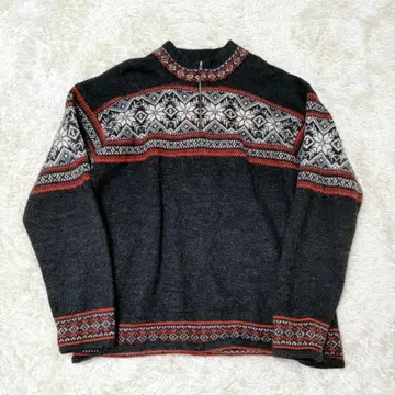 [ 빅 사이즈 ] 노르딕 무늬 하프 지퍼 XL 니트 스웨터 울