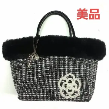 클레이사스 CLATHAS 트위드 토트백 까멜리아 퍼 가을/겨울