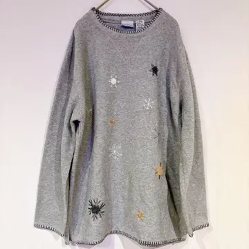 Bobbie Brooks 자수 디자인 긴팔 상의 L 플리스 겨울 눈