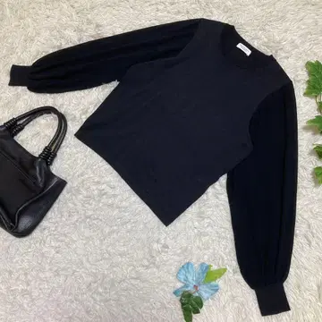 컨디션 최상 뷰티 앤 유스 니트 소매 블라우스 블랙 손세탁 가능 S 상당