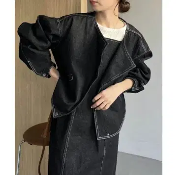 블랙 데님 자켓 오버 사이즈