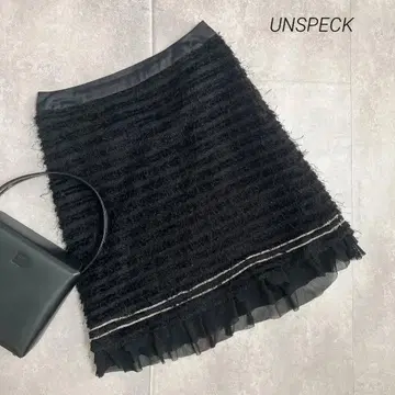 새상품급 안스펙 스커트 플레어 레이스 블랙 프린지 파티