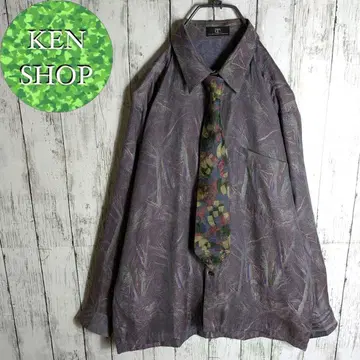 넥타이 셔츠 탁한 퍼플 디자인 올 패턴 빈티지 구제 의류