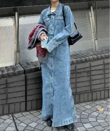 I LINE DENIM SHIRT DRESS 아메리빈티지