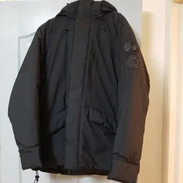 블랙 다운 자켓 후드 부착 H&M