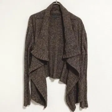 icb 드레이프 가디건 프릴 변형 S 코튼 린넨 울 브라운