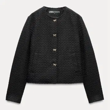 ZARA 자라 루프 버튼이 달린 텍스처드 자켓 리본 버튼 M 사이즈