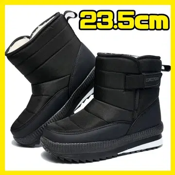스노우 부츠 여성용 23.5cm 블랙 방수 미끄럼 방지 속기모 발수 경량
