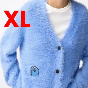 새상품 GU 퍼펫 순순 오버 사이즈 가디건 XL 블루