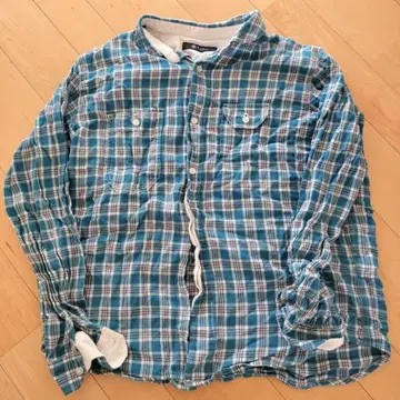 nano 블루 계열 체크 플란넬 셔츠 긴팔