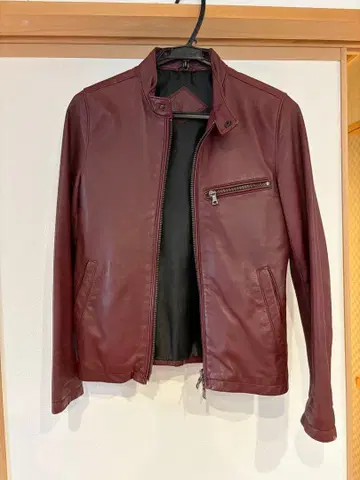 House of Blues 버건디 가죽 라이더 자켓