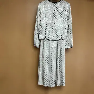 쇼와 레트로 꽃무늬 물방울 패턴 포멀 원피스