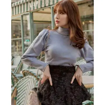 herlipto Embellished Turtleneck Knit Top