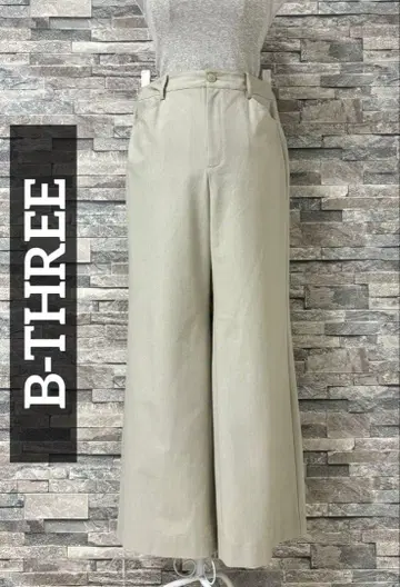 새상품급 B-THREE 비스리 스트레치 와이드 팬츠 42 라이트 베이지