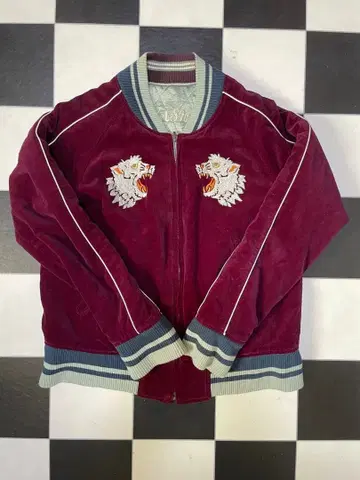 벨벳 스카잔 옅은 빨간색 남성용 리버서블 작고 짧은 기장