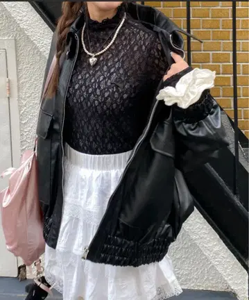 ZOZOTOWN nemne 페이크 레더 스탠드 블루종