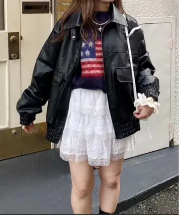 ZOZOTOWN nemne store 페이크 레더 스탠드 블루종