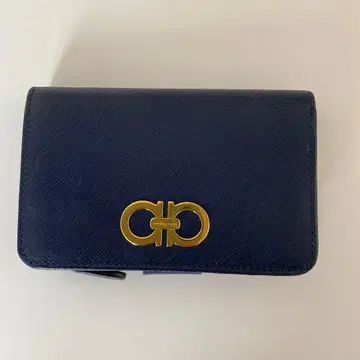 네이비 접이식 지갑 골드 로고