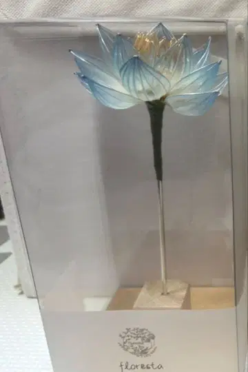 딥 아트 파랑 연꽃 블루 로터스 헤어콤 비녀 머리 장식