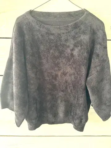 RayBEAMS 칠부 소매 보트넥 니트 블랙