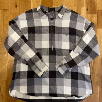 VAINL ARCHIVE 블록 체크 풀오버 플란넬 셔츠 사이즈 L