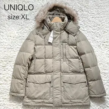[ 새상품 ] 유니클로 UNIQLO 다운 코트 퍼 후드 베이지 XL