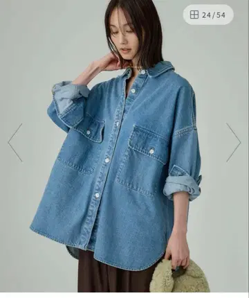 [ 새상품급 ] BABYLONE 데님 빅 셔츠