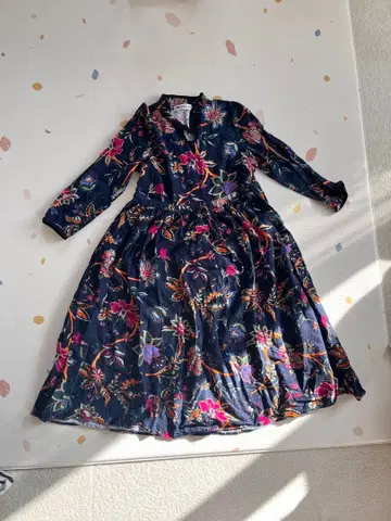 네이비 꽃무늬 차이나 원피스