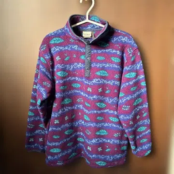 L.L.Bean 엘엘빈 80s 90s 플리스 풀오버 스냅 T 올 패턴