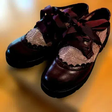 axes femme 와인 레드 레이스와 리본이 귀여운 신발 L