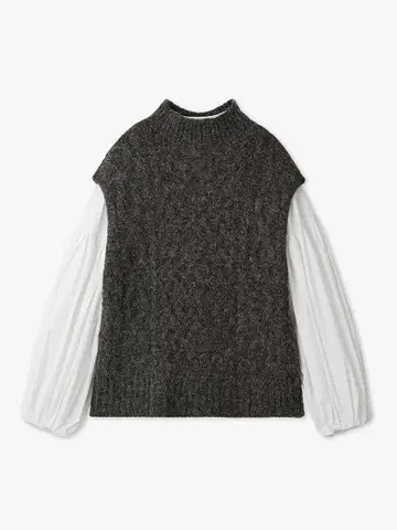 퍼프 슬리브 블라우스 케이블 니트 베스트 SET 09WNT245045