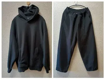 유니클로c 셋업 블랙 후드티 스웨트 팬츠 XL L