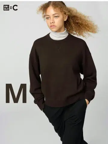 유니클로 C 스무스 코튼 크루넥 스웨터 다크 브라운 M