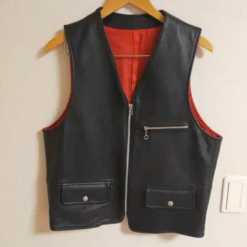 MEN'S BIGI 남성용 라이더 가죽 집업 베스트 새상품급 소가죽