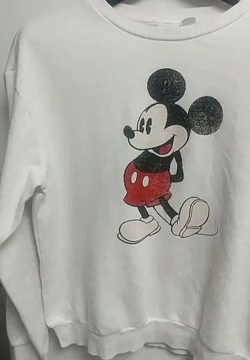 프린트 화이트 발 미키 맨투맨 빈티지 구제 의류