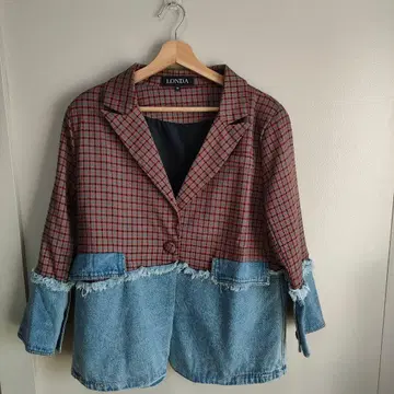 LONDA 체크 무늬 데님 자켓