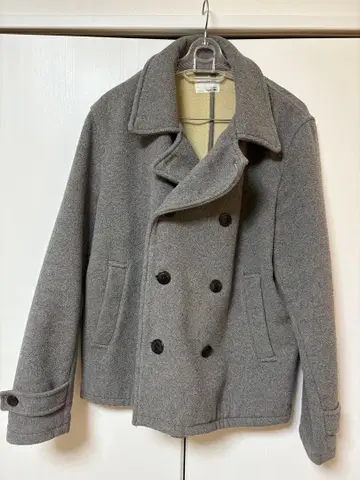 PLUS ONE 그레이 더블 브레스트 피 코트 L 사이즈