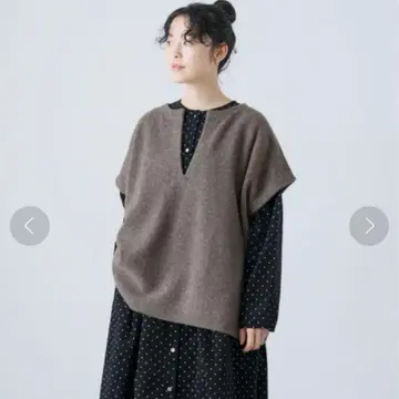 카구레 램스울 와이드 니트 베스트 모카 택 포함 새상품