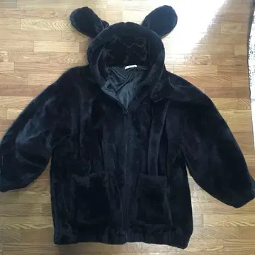 Mojoirty 블랙 플리스 자켓 귀 포함