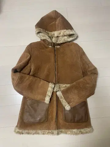 LOVE BOAT 무스탕 코트 브라운 후드 부착 구제 의류 vintage