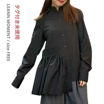 택 포함 린 모먼트 비대칭 블라우스 레어 FREE 블랙 셔츠