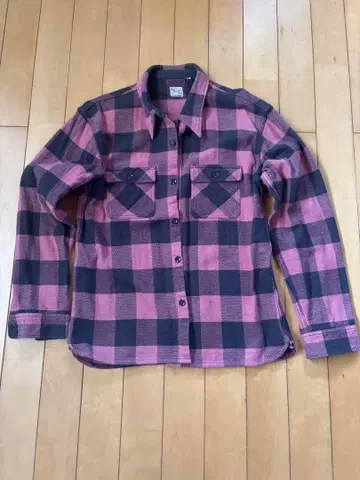 플랫 헤드 플란넬 셔츠 L 사이즈 핑크 블랙 체크