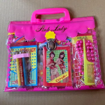 미사용 핑크 레이디 가방 백 문구 빗 등 쇼와 레트로