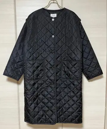 Samansa Mos2 blue 2way 퀼팅 롱 코트 블랙