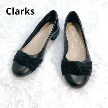 [컨디션 최상] Clarks 펌프스 가죽 블랙 리본 23.5cm