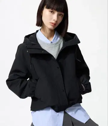 유니클로 코튼 블렌드 숏 후드티