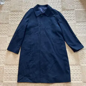 남성용 코트 캐시미어 100% 네이비 롱 코트 구제 의류