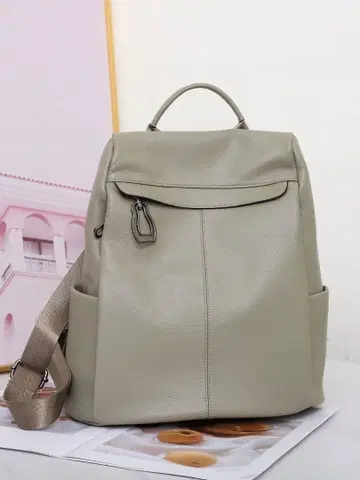 심플 백팩 합성 피혁 그레이/블랙/블루